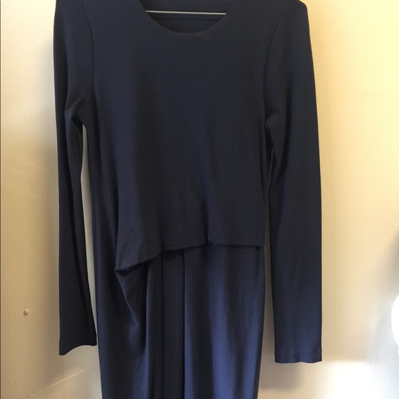 COS Dark blue dress with easy pleats in front - Picture 3 of 4